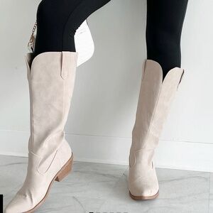 Brand New Sand Suede Tall Western Boots